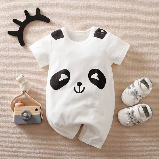 Cuddle Cub – White Bear Print Cotton Romper for Babies